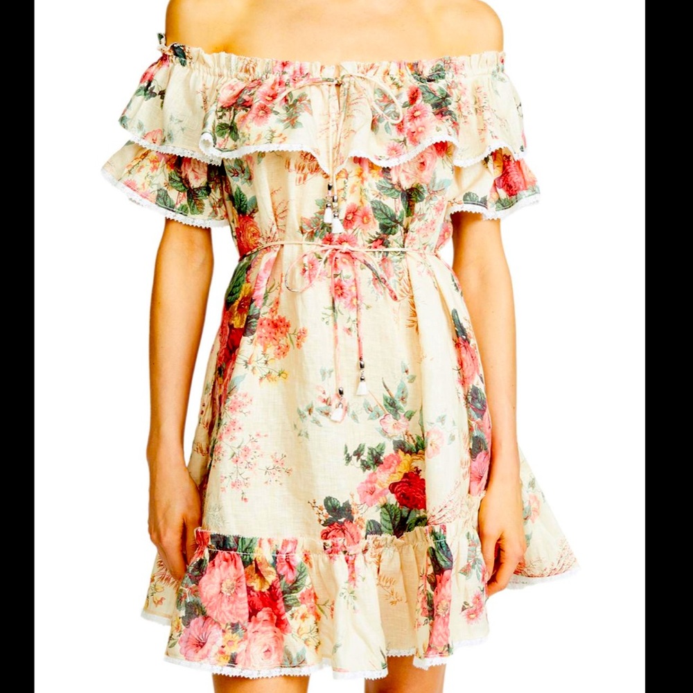 Zimmermann Laelia Floral Linen Mini Dress